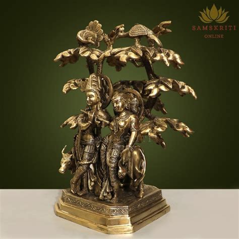 Brass Radha Krishna Statue Lord Krishna Statue Home Decor Etsy