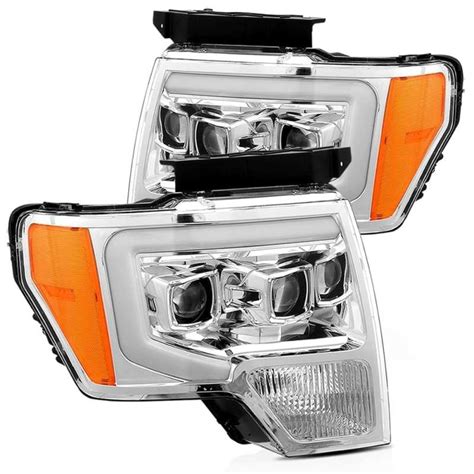 Alpharex 09 14 Ford F 150 Luxx Led Proj Headlights Plank Style Chrome W Activ Light Seq Signal