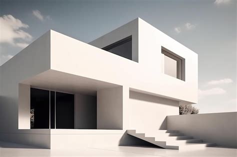 Premium AI Image | Minimalist modern white house