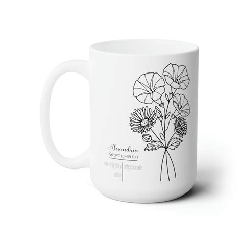 September Birth Flower Mug Personalized Birth Flower Ts Etsy