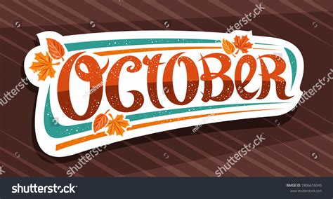 Vector banner for October, white logo with curly - Royalty Free Stock ...