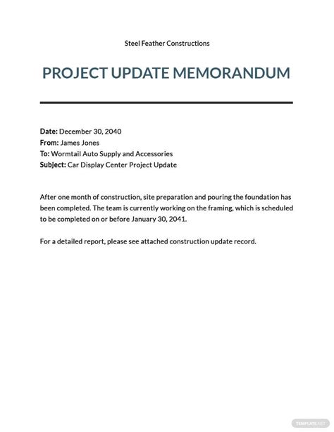 Project Update Memo Template Google Docs Word Apple Pages