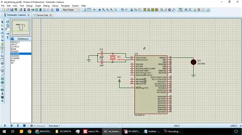 1 LED BLINKING USING PIC16F877A Coding MikroC And Simulation