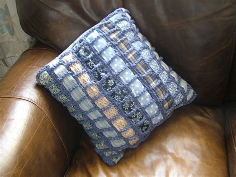 Crochet Cushion Cover Pdf Tutorial Pattern Using Fabric Scraps Woven