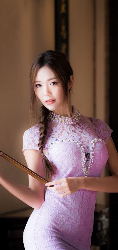 Women Asian Pink Dress Braid Model Brunette X Phone HD Wallpaper