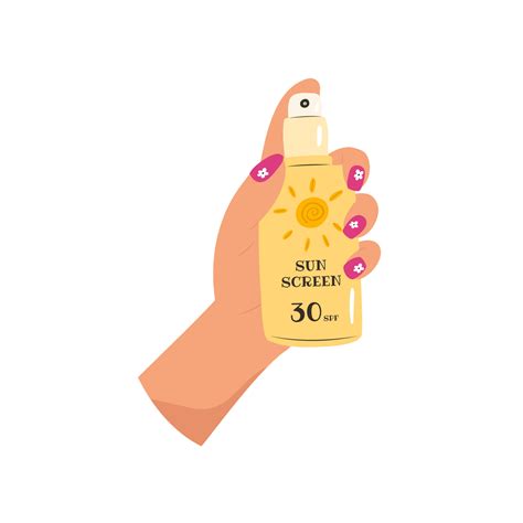 Female Hand Holding Sunscreen Bottle Vector Art At Vecteezy