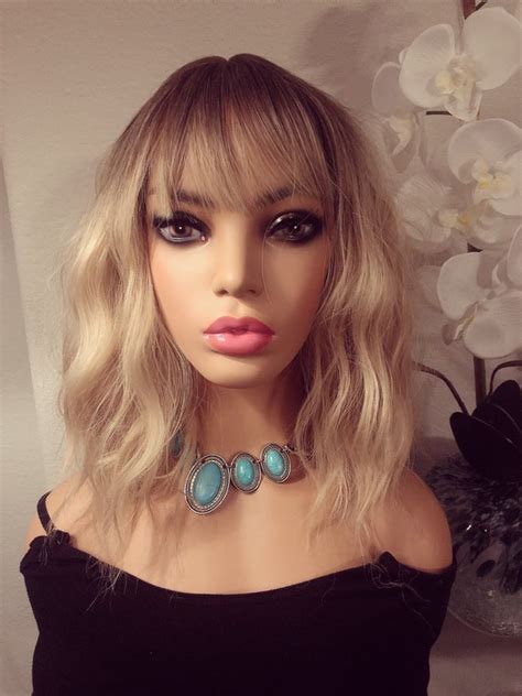 Erica Wig Ombre Blonde W Bangs And Wavy Curls High Quality Etsy
