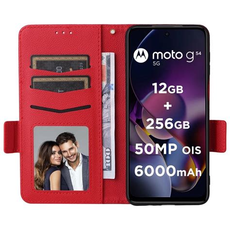 Preklopni Ovitek Business Red Za Motorola Moto G54 Ovitki Top Izbira