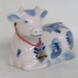 Delfts Blue And White Cow Figurine With A Bell 3870B Etsy