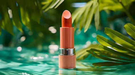 Premium Ai Image Glossy Coral Lipstick