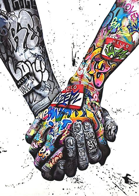 Wall Art Print World Unity Hands Graffiti Street Art Poster Etsy