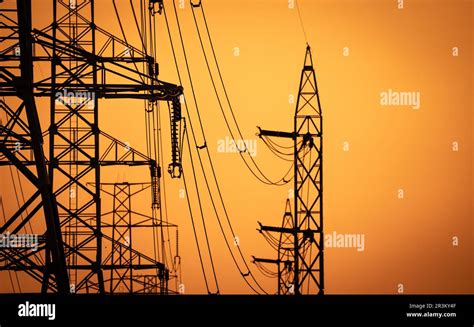 High Voltage Electric Transmission Tower High Voltage Power Lines On