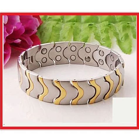 Gold Stainless Steel Bio Magnetic Health Energy Bracelet Size