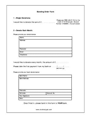 Fillable Online Standing Order Form Al Athariyyahcom Fax Email Print