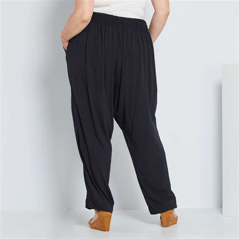 Pantalon Fluide Grande Taille Femme Noir Kiabi