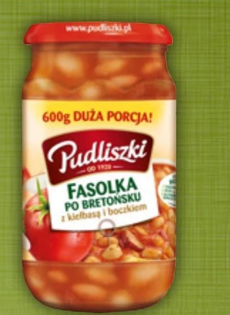 Pudliszki Fasolka po bretońsku z kiełbasą i boczkiem 600 g promocja