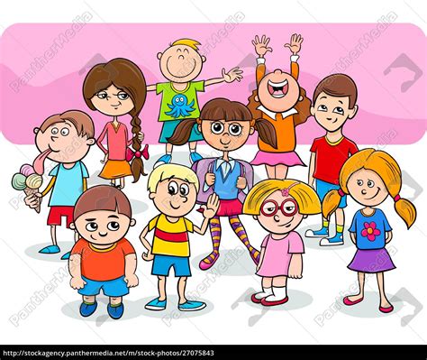 Grupo De Personagens De Desenho Animado Crian As Stockphoto