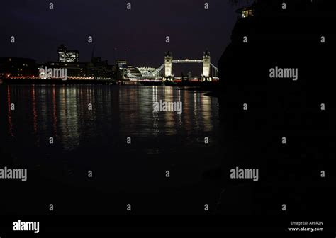 Tower Bridge seen from Pool of London in Wapping, London Stock Photo ...