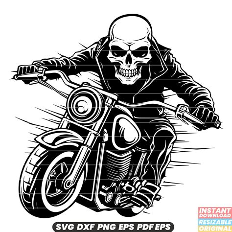 Skull Motorcycle Svg Skull Motorcycle Dxf Skull Motorcycle Png Edgy Designs For Biker