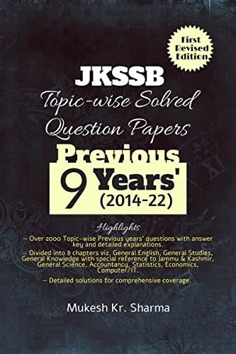 Buy Jkssb Topic Wise Solved Question Papers Previous 9