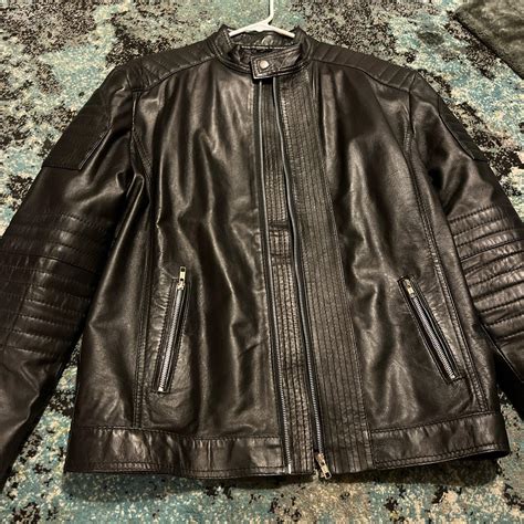 Mens Black Leather Jacket Depop