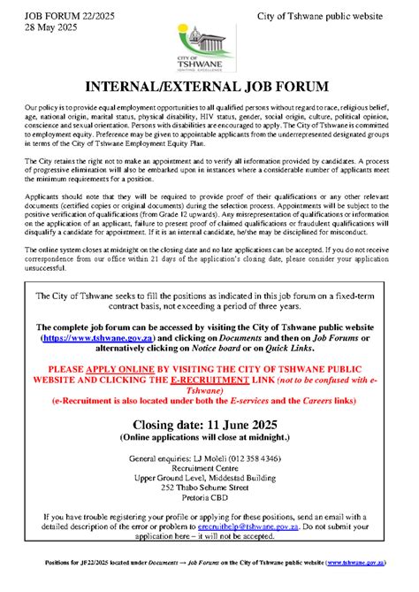 Tshwane Municipality Job Forum 20 9