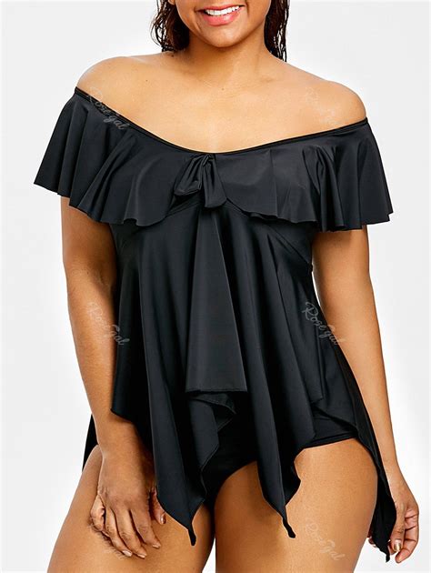 25 Off Off The Shoulder Plus Size Tankini Set Rosegal