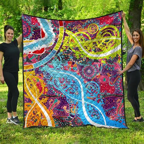 Aio Pride Aboriginal Art Colorful Vibes Premium Quilt Indigenous Aio