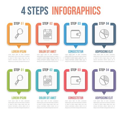 Vier Schritte Infographics Vektor Abbildung Illustration Von Jobstep