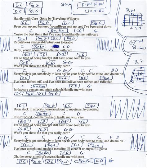 Handle With Care Travelling Wilburys Guitar Chord Chart Guitar Chord