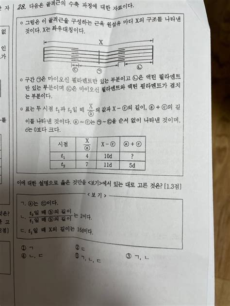 생명과학1 근수축 문제 좀 풀어주세요 ㅠㅠ 지식in