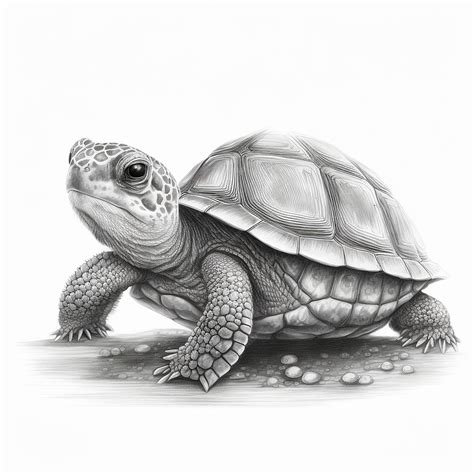 Premium Photo Pencil Sketch Draw Cute Turtle Animal Ai Generated