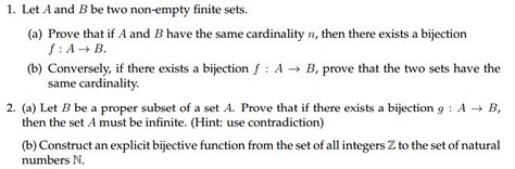 Solved 1 Let A And B Be Two Non Empty Finite Sets A Chegg