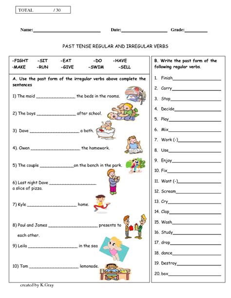 Worksheets For Past Tense Verbs