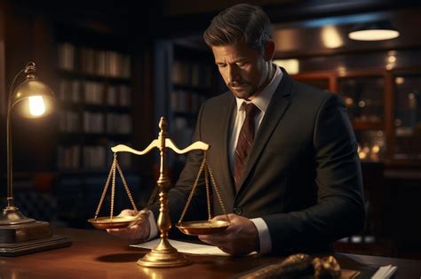 Premium Photo Man In Suit Holding Scale Of Justice