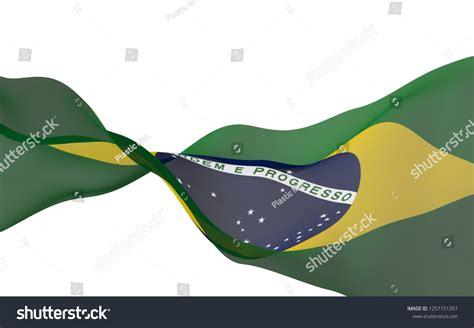 Waving Flag Brazil Ordem E Progresso Stock Illustration 1257151357 ...