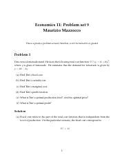 PS9 2023 Solution Pdf Economics 11 Problem Set 9 Maurizio Mazzocco