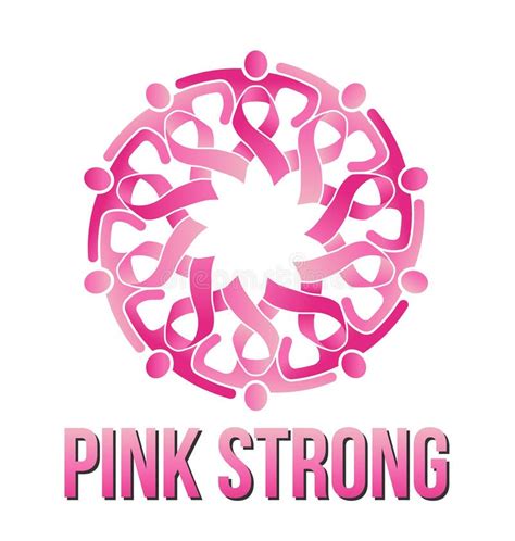 Pink Ribbon People Strong Logo Stock Vector Illustration Of Awareness