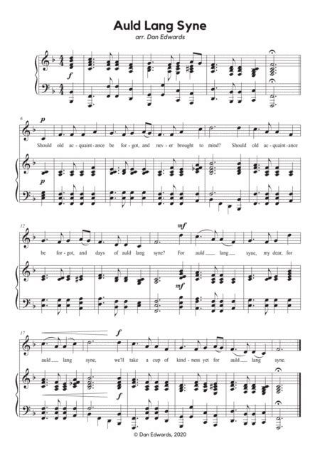 Auld Lang Syne Arranged For Piano And Voice Singer Pro Arr Dan