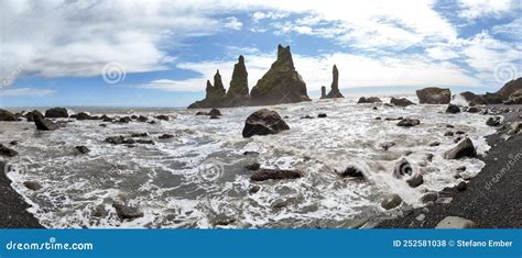 Sea Stacks Of Reynisfjara Beach Near Vik In Iceland Stock Photo Image