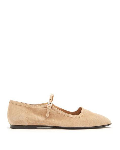 The Row Ava Mary Jane Suede Pumps In Natural Lyst