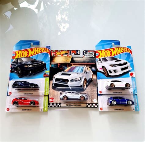 Hot Wheels Subaru WRX STI Black White Red Blue Premium Boulevard 16 Subaru WRX STI