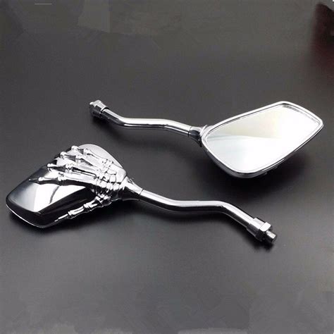 Motorcycle Skeleton Skull Hand Claw Side Rear View Mirrors Chrome 8mm 10mm Rearview Mirrors