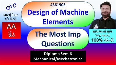 Imp Questions Design Of Machine Elements Gtu Diploma Sem Youtube