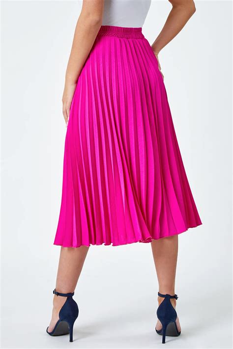 Pink Petite Pleated Stretch Midi Skirt Roman Uk