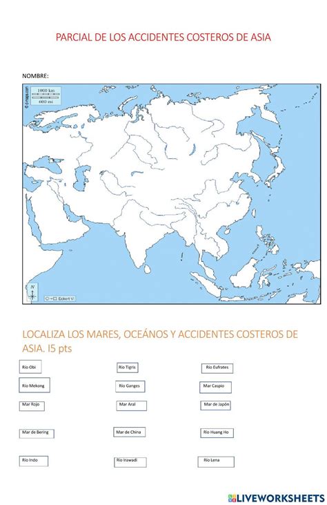 Accidentes Costeros E Hidrografía De Asia Worksheet Live Worksheets