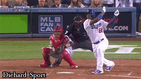 Yasiel Puig With Bat Flip For The Ages On Triple