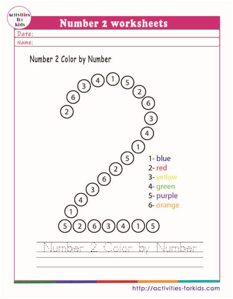 Number 2 worksheets free printable