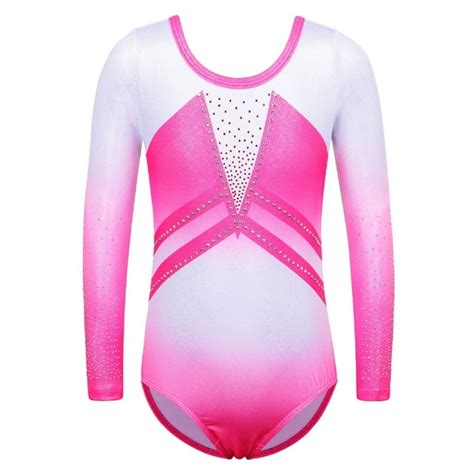 Baohulu Gradient Pink Gymnastics Leotard For Girls Sparkle Dance