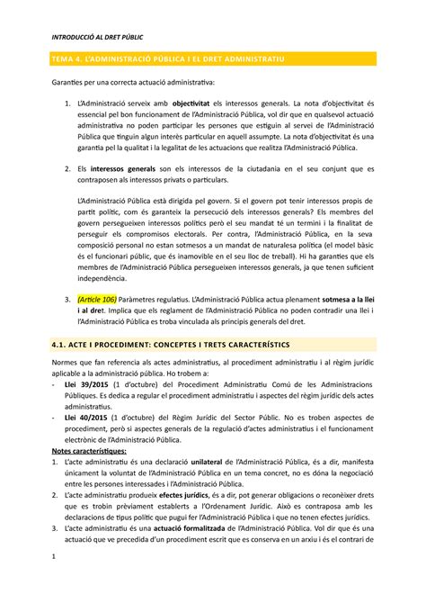 Tema L Administraci P Blica I El Dret Administratiu Tema L